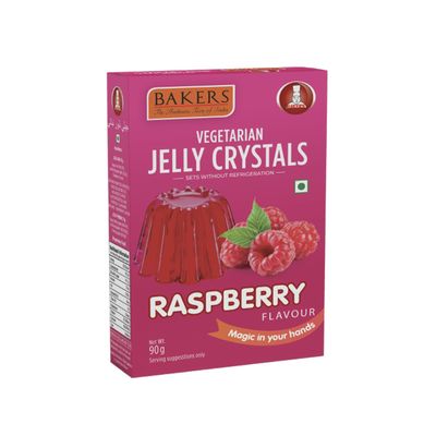 BAKERS Jelly Crystals | Raspberry Flavour | 100% Vegetarian | Bold & Fruity Flavor | Authentic Taste | Affordable Dessert Premix | Pack of 3 (90 gm x 3)