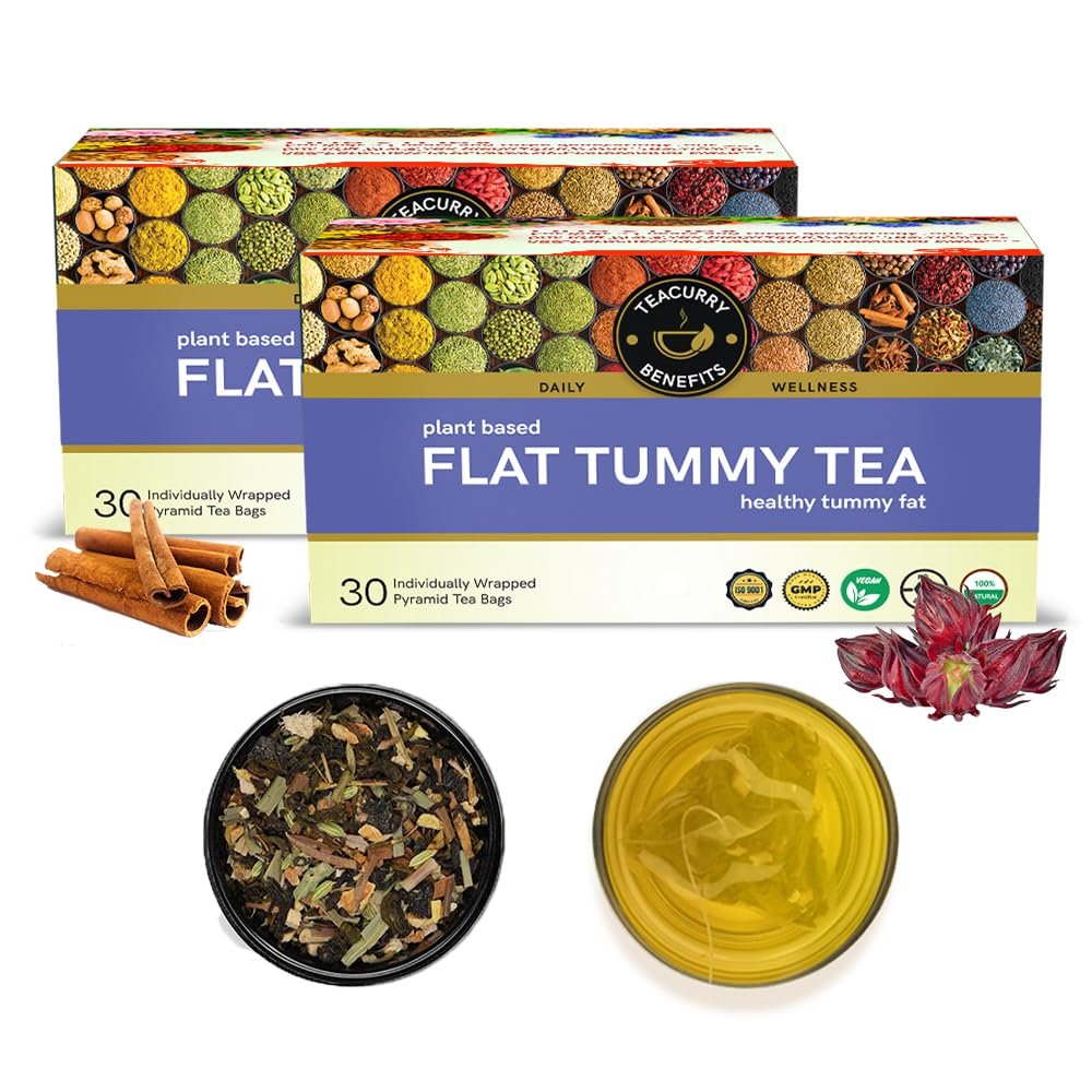 Teacurry Flat Tummy Tea (60 Bags) - Get Slim Belly, Support Healthy Weight Naturally