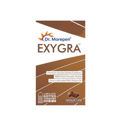 Dr. Morepen Exygra Condoms- Ultra-thin, Lubricated, Extra Dotted, Choco Flavour 10 count