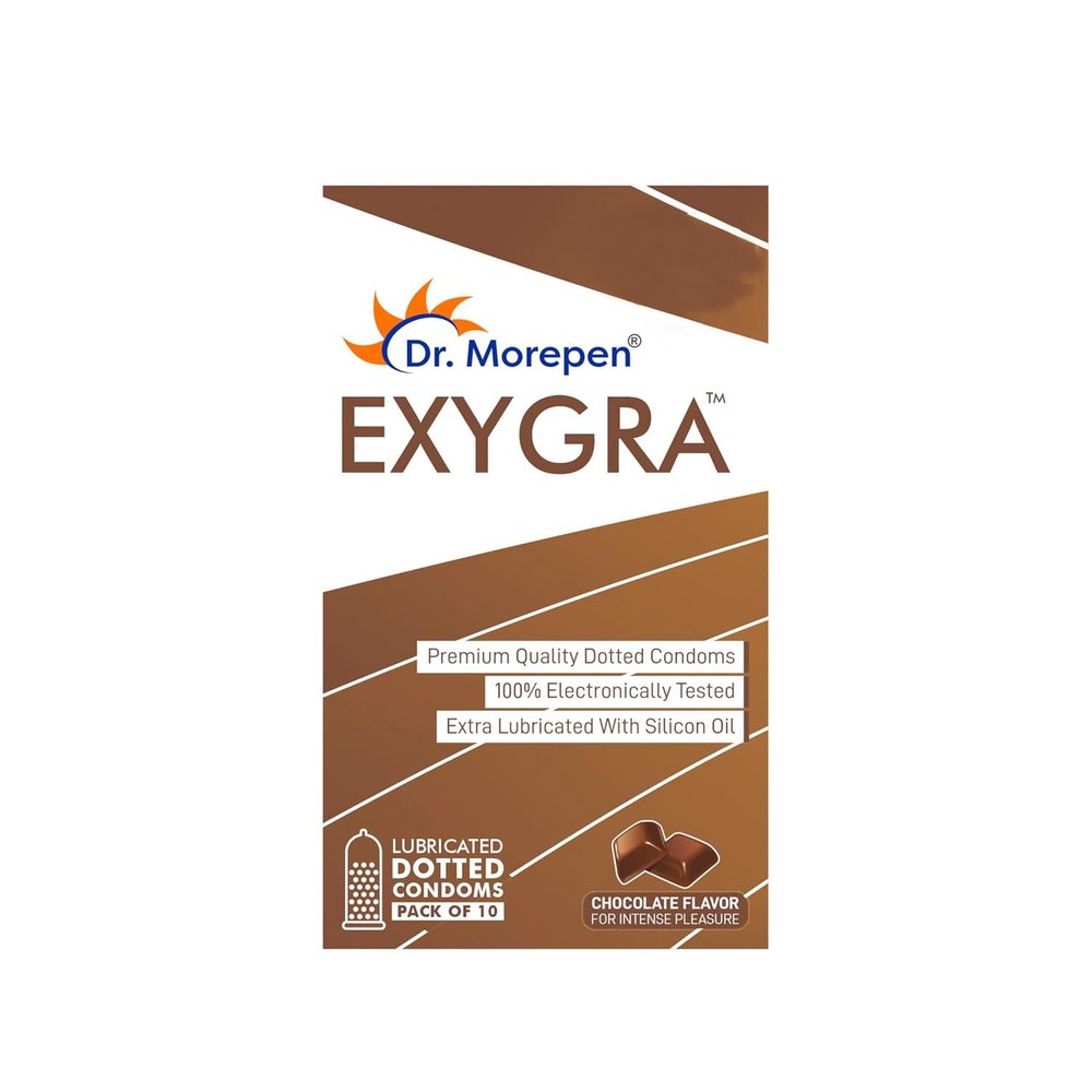 Dr. Morepen Exygra Condoms- Ultra-thin, Lubricated, Extra Dotted, Choco Flavour 10 count