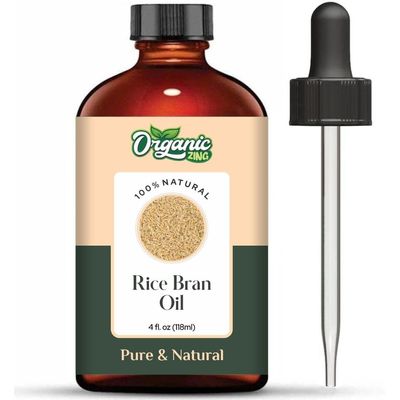 Organic Zing Rice Bran (Oryza Sativa L.) Oil | Pure & Natural Carrier Oil for Massage, Skincare & Haircare - 118ml/3.99fl oz
