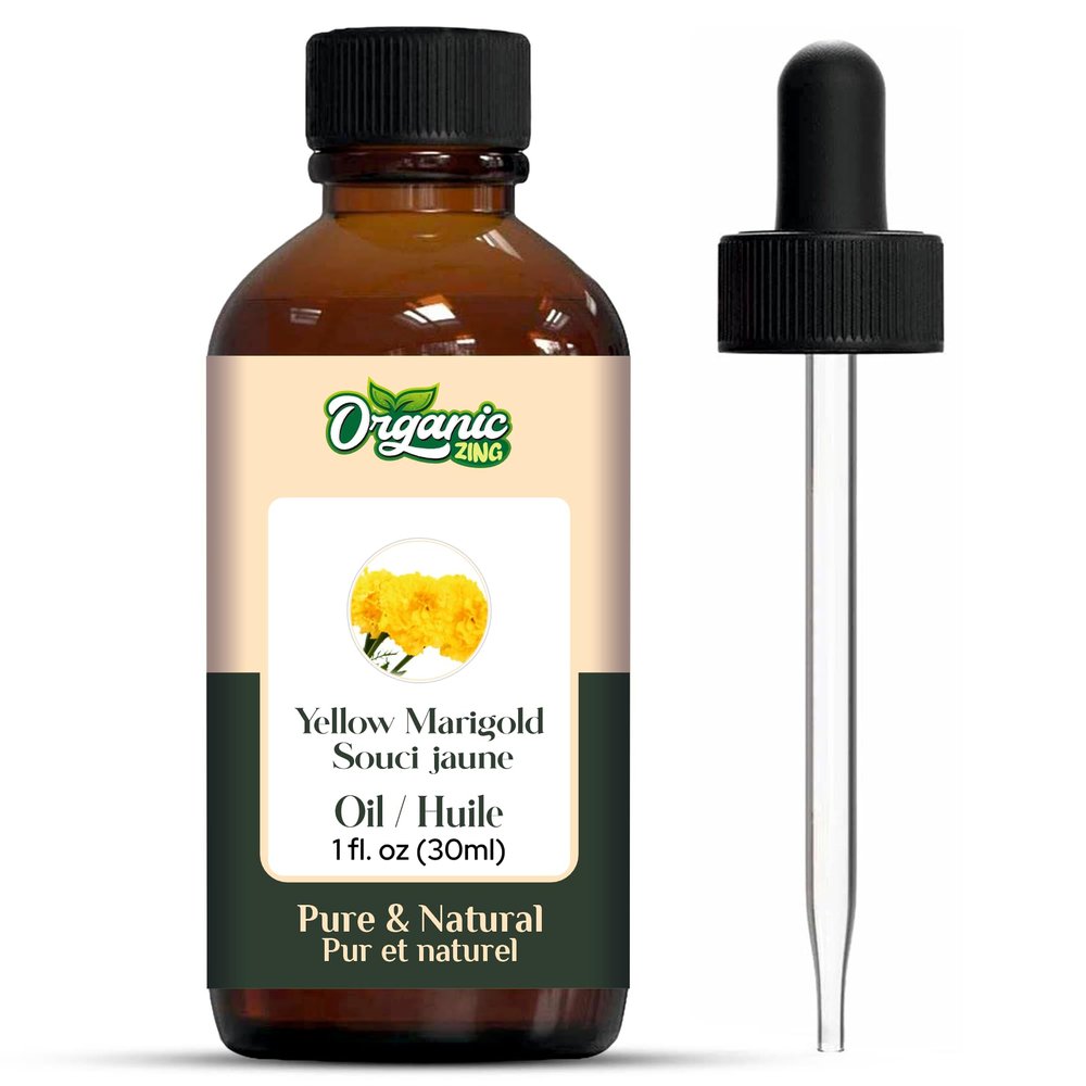 Organic Zing Yellow Marigold (Tagetes erecta) Oil | Pure & Natural Essential Oil for Aroma, Diffusers & Skincare- 30ml/1.01fl oz