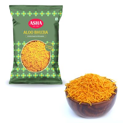 Asha Sweets | 200g Aloo Bhujia | Ready to Eat Special Authentic Indian Namkeen for Tea Time | Bhelpuri Snack | Spiced Potato Namkin Combo Pack