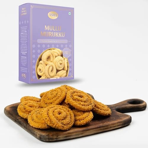 ASHA SWEET CENTER Murukku-Gujarati Snacks-Gathiya Namkeen-Murukku Snack-Panjabi Tadka-Muruku-Healthy Namkeen-South Indian Snack-Spiced Chakli-Savory Spiral Treat-Crunchy Rice Spirals-Pack Of 1