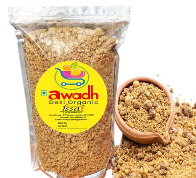 Desi Gur Gudd Hand made Jaggery Semi Powdr 400G Pure Natural, No Preservatives Added Jaggery Cube, Gud Jagri, Organic Jaggery Granules in Zipper Pouch for extra freshness Bellam Nattu Sakkarai