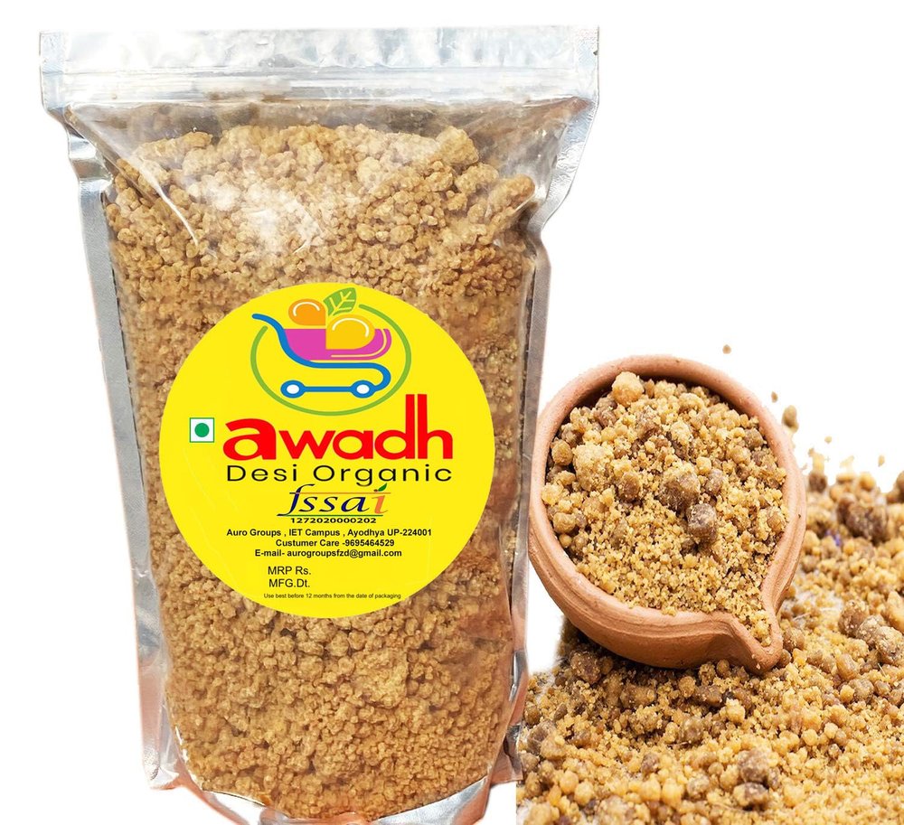 Desi Gur Gudd Hand made Jaggery Semi Powdr 400G Pure Natural, No Preservatives Added Jaggery Cube, Gud Jagri, Organic Jaggery Granules in Zipper Pouch for extra freshness Bellam Nattu Sakkarai