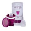 AARYA Reusable Menstrual Cup Combo With Sterilizing Container - Small | Collapsible Microwaveable Sterilizer Cup | Kills 99% Germs | Free Silicone Nipple Cover, Purple, Pack Of 2 Count view 2