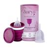 AARYA Reusable Menstrual Cup Combo With Sterilizing Container - Medium | Collapsible Microwaveable Sterilizer Cup | Kills 99% Germs | Free Silicone Nipple Cover, Purple, Pack Of 2 Count view 2
