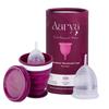 AARYA Reusable Menstrual Cup Combo With Sterilizing Container - Large | Collapsible Microwaveable Sterilizer Cup | Kills 99% Germs | Free Silicone Nipple Cover, Purple, Pack Of 2 Count view 2