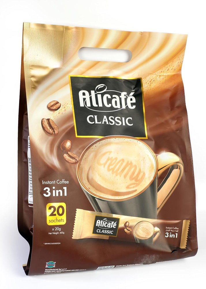 Alicafe Classic Instant Coffee 3 in 1 Ground Coffee Creamy Premix 20 Sachets 420gm