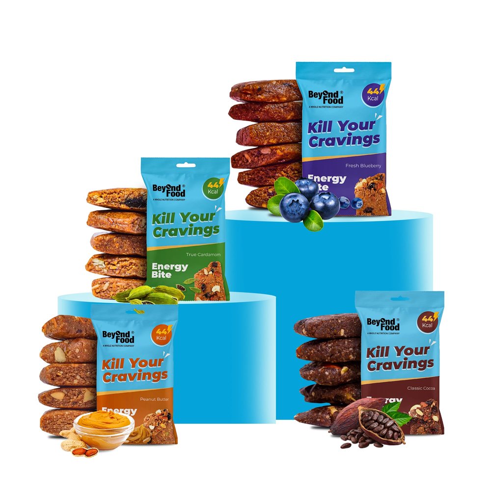 Beyond Food Energy Bites (Pack of 25) | 100% Natural Mini Breakfast Bars | Oats, Dates, Cashew Nuts, Dry Fruits & Mixed Seeds | No Added Sugar | Healthy Energy Snack | 44 kcal Per Bite | Assorted