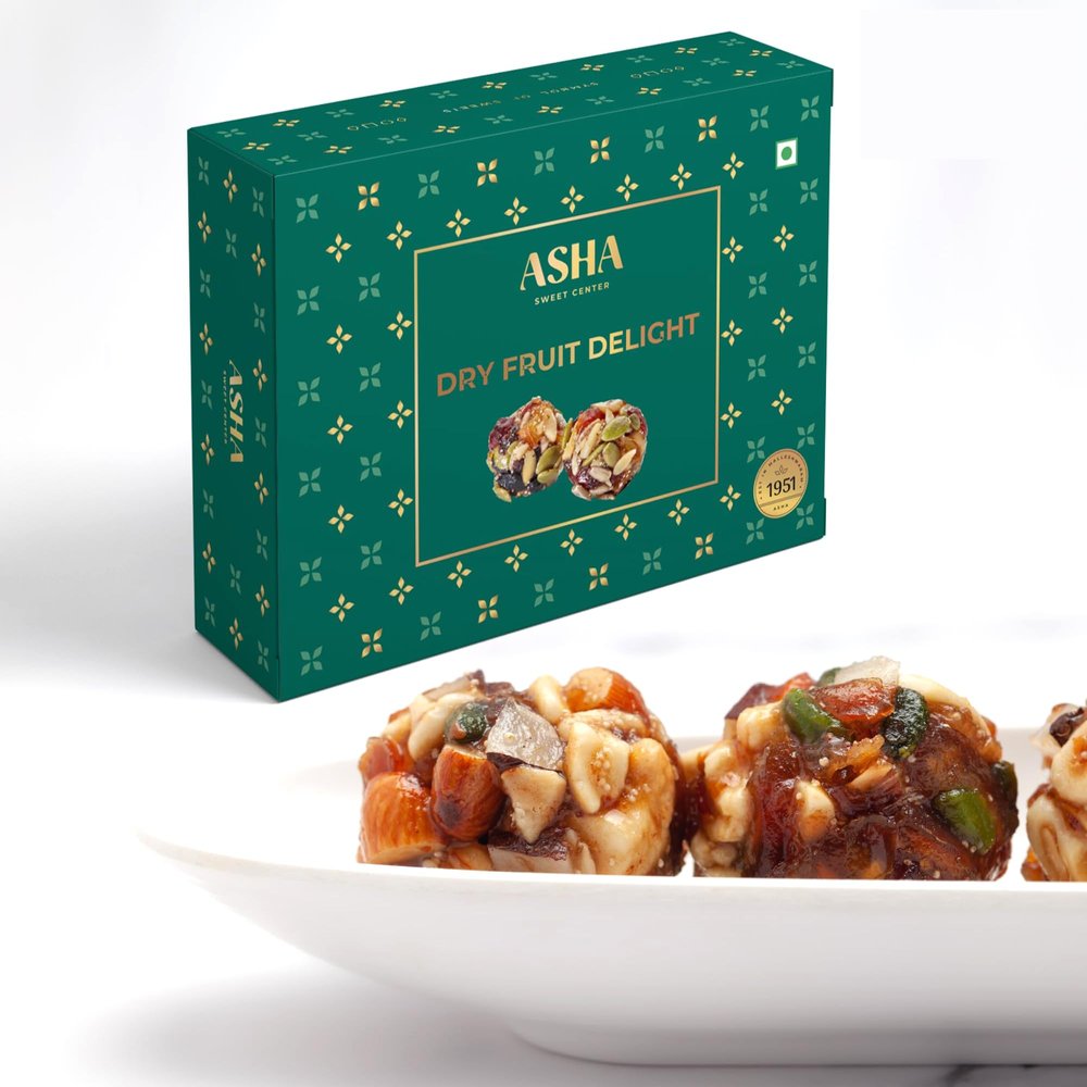 Asha Sweets 200g Dry Fruit Delight Sweet | Premium Assorted Dry Fruit Laddu for Gifting and Celebration | Indian Mithai Box with Luscious Gourmet Bites