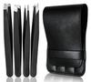 Bay State Importers 4 Pack Tweezers Set - Stainless Steel, Black, Compact, Multi-Function, Precision Eyebrow & Ingrown Hair Removal view 1