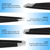 Bay State Importers 4 Pack Tweezers Set - Stainless Steel, Black, Compact, Multi-Function, Precision Eyebrow & Ingrown Hair Removal view 2