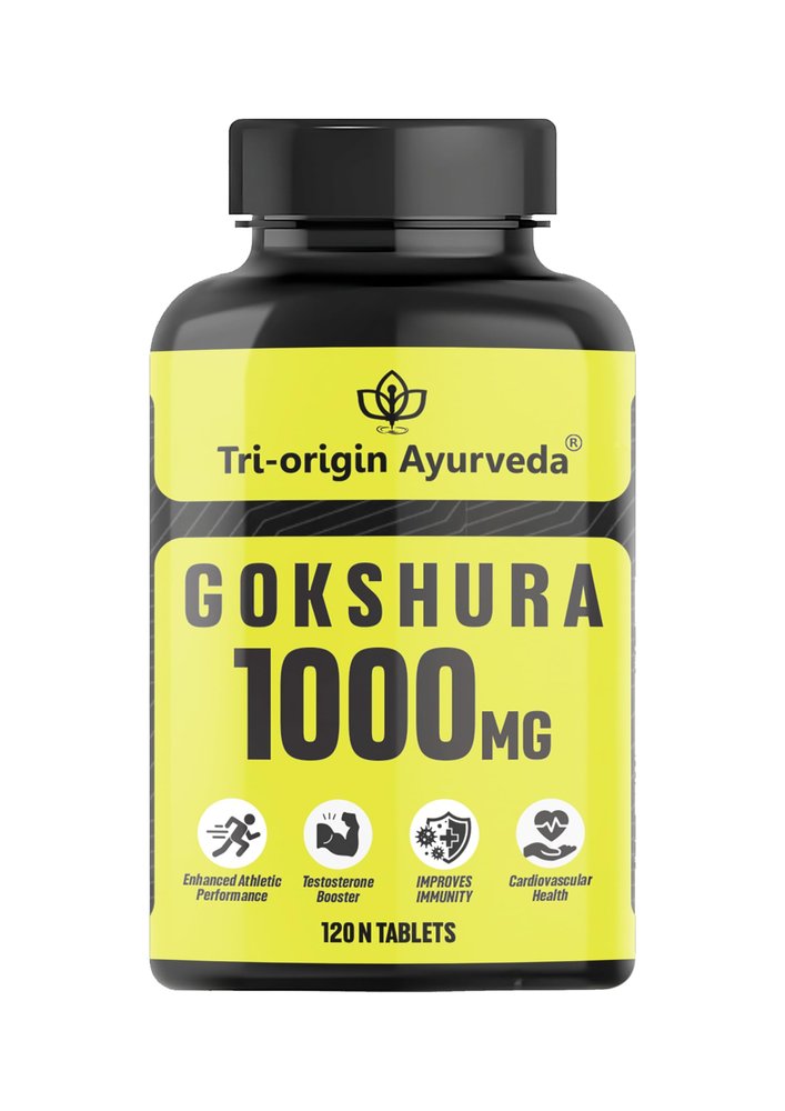 Tri-Origin Ayurvedic Gokshura Tablets 1000mg (120 Tablets)| Enhances Vitality | Tribulus Terrestris | Suitable for All Genders