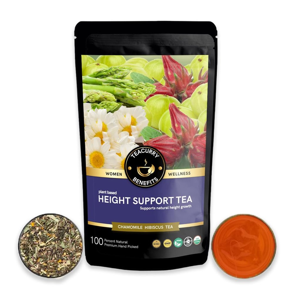 Teacurry Height Support Tea (100 Gram Loose) - Helps with Height Growth, Taller Look and Confident Naturally | Chemical Free