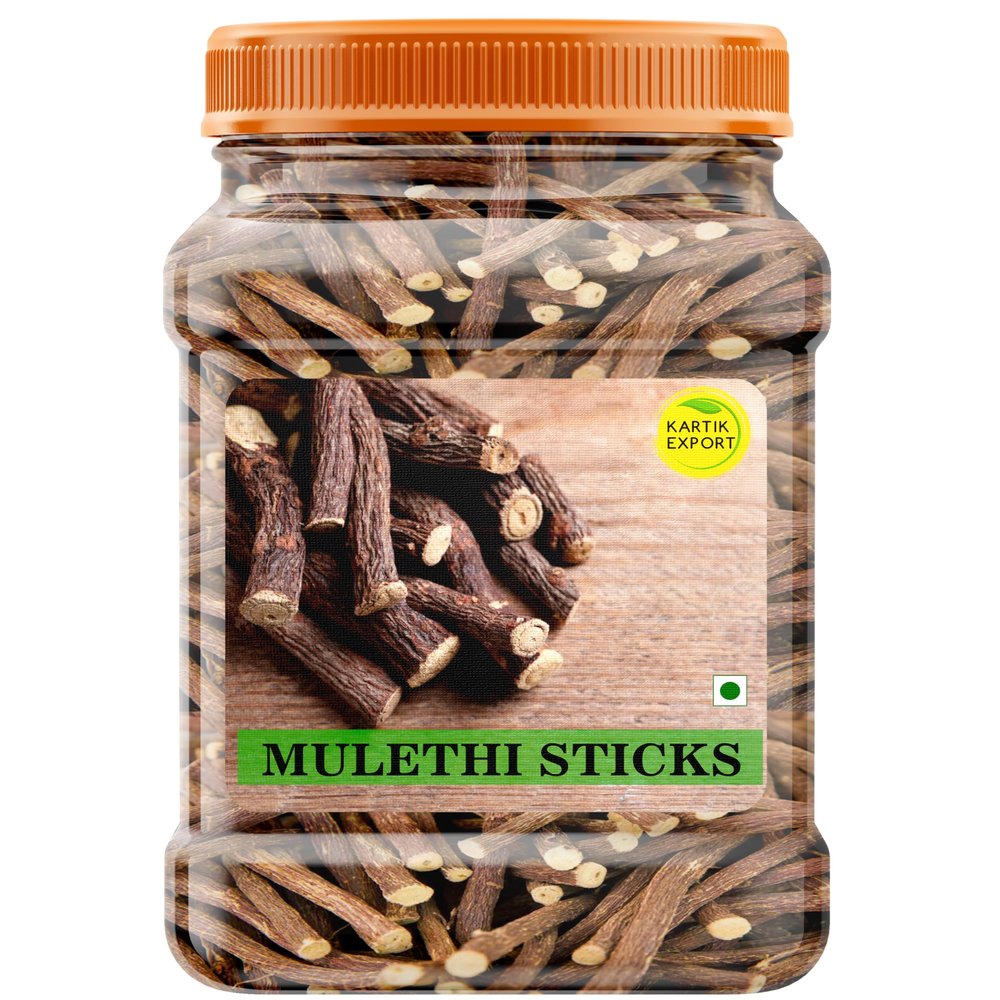 Kartik Export Mulethi Sticks For Eating | Licorice Roots | Yashtimadhu | Glycyrrhiza Glabra - 1KG