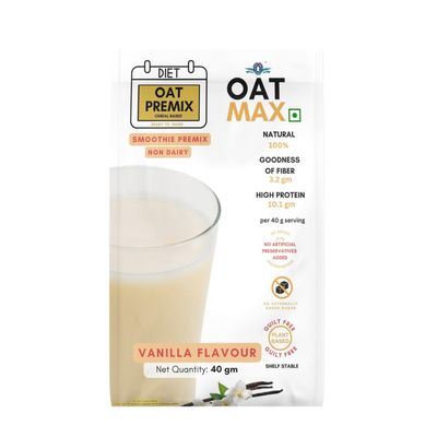 OATMAX VANILLA SMOOTHIE PREMIX VANILLA DRINK POWDER | NATURAL POWDERS AND OATS | INSTANT MILK OR WATER MIX | NO ADDED PRESERVATIVES OR FLAVOURS | PER PACK - 40GM (5)