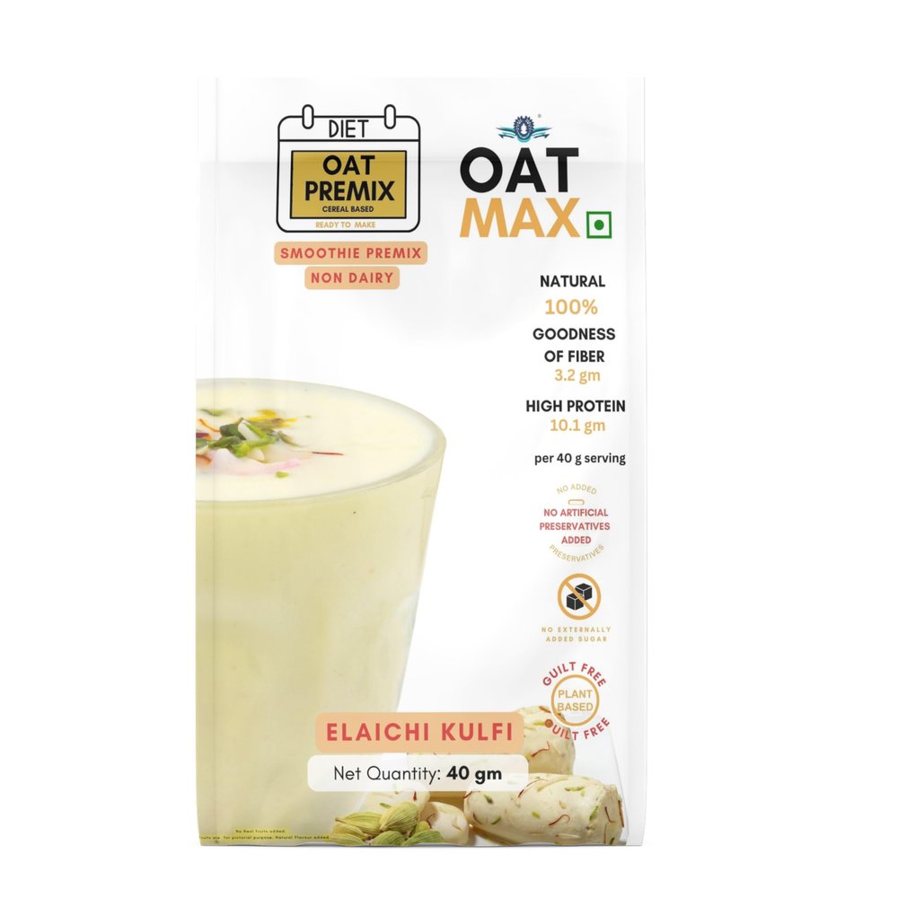 OATMAX ELAICHI Smoothie PREMIX  ELAICHI Drink Powder | Natural Powders and Oats | Instant Milk OR Water Mix | NO Added PRESERVATIVES OR Flavours | PER Pack - 40GM (5)