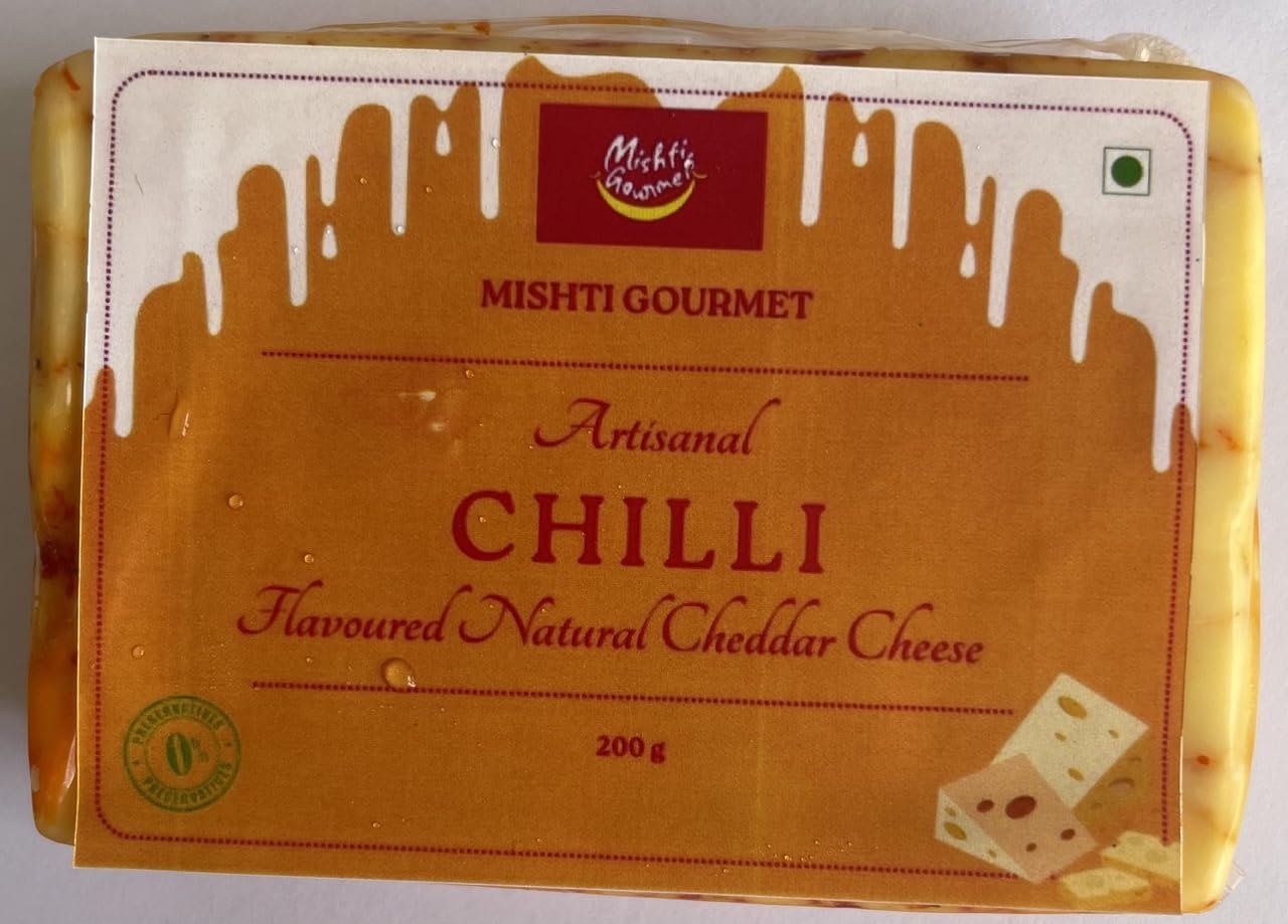 MISHTI GOURMET ARTISANAL RED CHILLI CHEDDAR CHEESE 200G