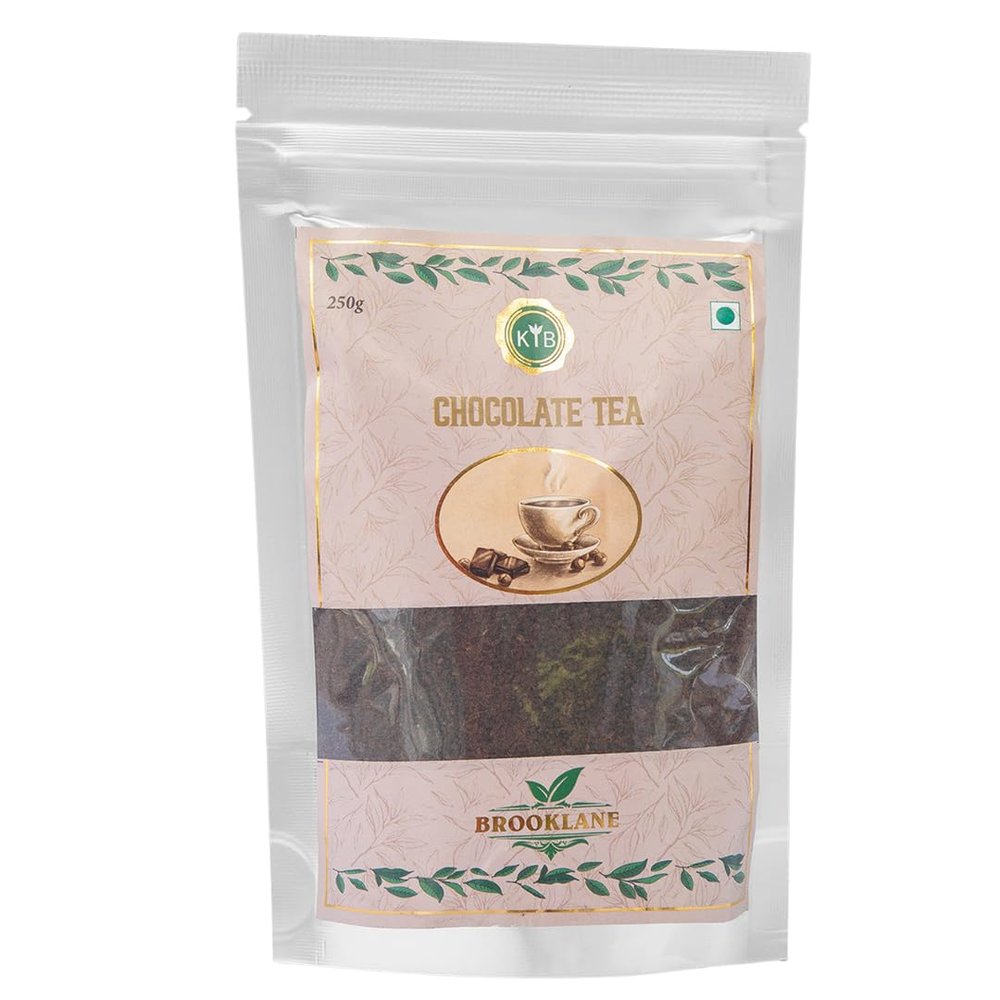 BROOKLANE Chocolate Tea 250gm | 100% Organic Nilgiri Blend | Premium Hand Picked Leaves | Chocolate Flavour | Natural No Artficial Flavours | Rich and Decedant with Cocoa Powder