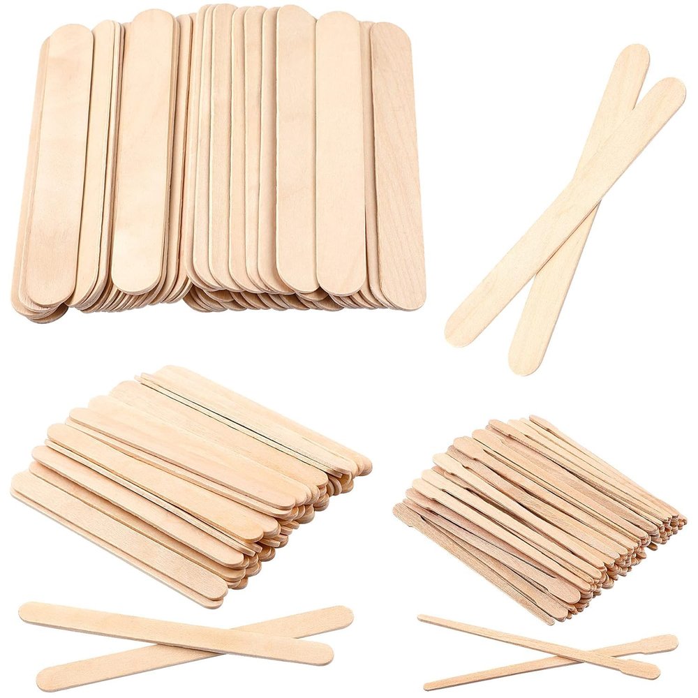 AKADO Wooden Waxing Sticks Wax Spatulas Sticks Small Wax Applicator Sticks Wood Craft Sticks Spatulas Applicator for Hair Eyebrow Nose Removal (Without Handle) (50)