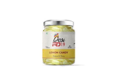 Desi RJ19 Natural and Tasty Lemon Flavoured Candy, Sweet and Tangy Lemon Goli | Lemon Candy Jar Pack, 800gm