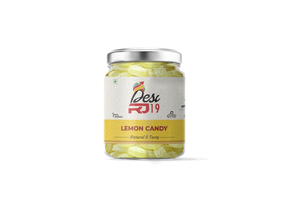 Desi RJ19 Natural and Tasty Lemon Flavoured Candy, Sweet and Tangy Lemon Goli | Lemon Candy Jar Pack, 800gm