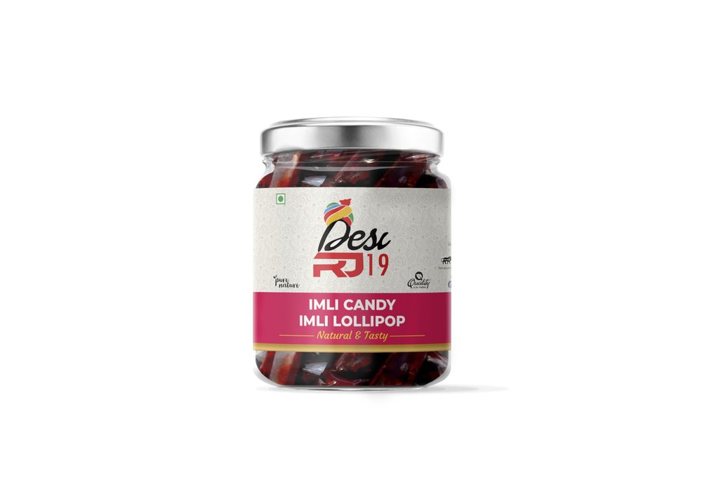 Desi RJ19 Natural and Tasty Tamarind Lolipop, Imli Lolipop | Digestive Khatta Meetha Snack Imli Lolipop Jar Pack, 200gm
