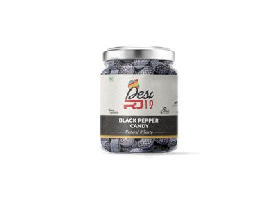 Desi RJ19 Natural and Tasty Black Pepper Flavoured Candy, Sweet and Spicy Masala Goli | Kali Mirch Candy Jar Pack, 800gm | Black Pepper Candy