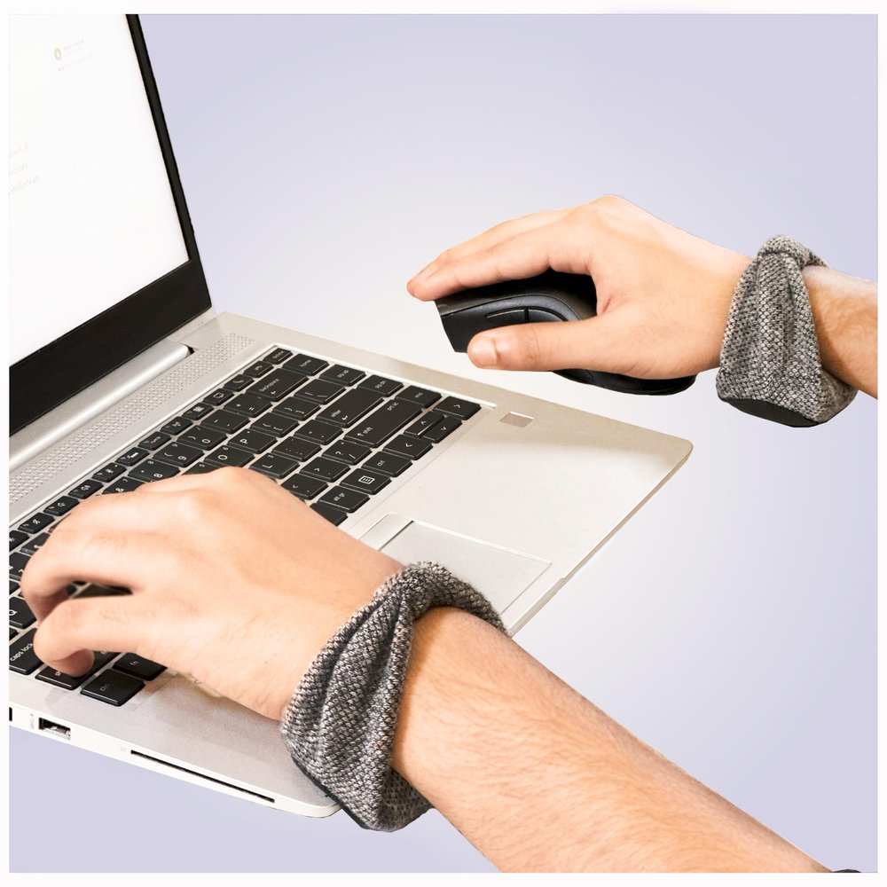 19.ten Wrist Support Band for Office Computer Keyboard Mouse Laptop PC Gaming Wrist Pain Relief Band (Grey)
