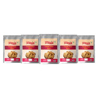 OKHLI MUSAL BRAND Ready to Eat Mathri Snack | Chitraanagari Homemade Healthy Crunchy Tikoni Shape Mathri Crispy Matthi-Fresh Evening Tea Time Snacks | Crispy Ajwain Khasta Matthi-850g*5Pack