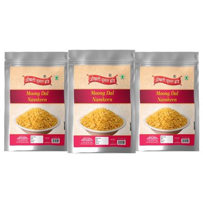 OKHLI MUSAL BRAND Crispy Crunchy Indian Snack Namkeen | Vindhya Pradesh Moong Dal Namkeen Tasty Moong Dal | All age group Favorite Teatime Snack of India | Made with All Natural Ingredients-1Kg*3Pack
