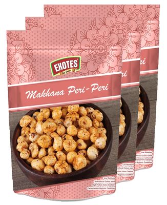 Exotes Dried Fruits Nuts And Seeds (Makhana Peri-Peri, 600g (3x200g))