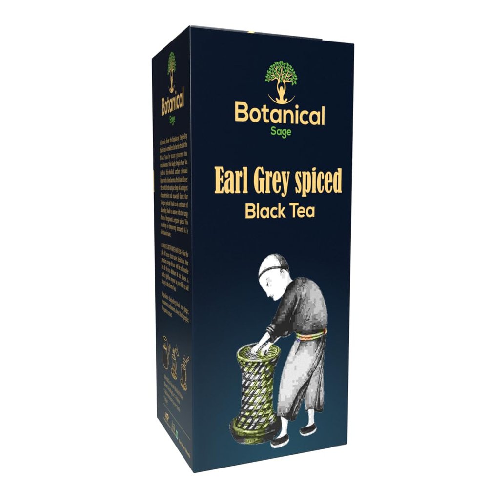Botanical Sage- Earl Grey Spiced Black Tea 40 Pyramid Teabags | Darjeeling Black Tea With Bergamot Extract & Spices | Selelcted | Luxury Tea