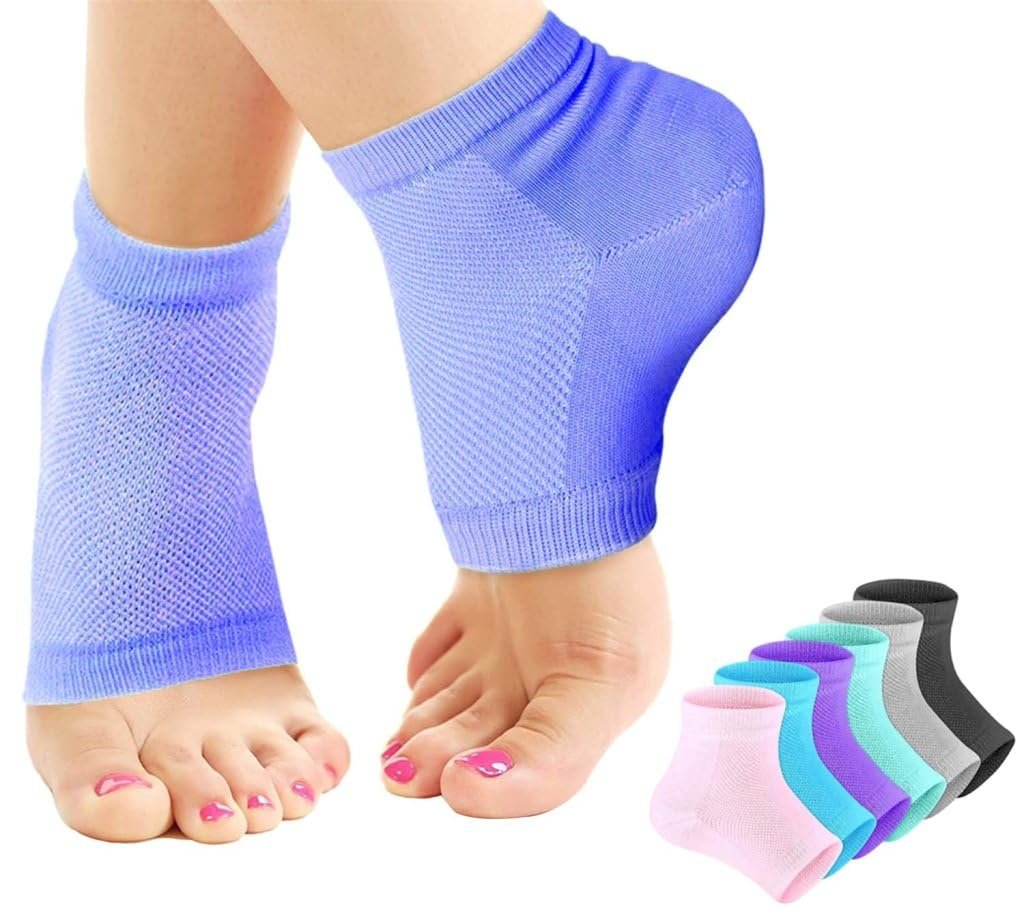 AJUS Silicone Half Heel Protector Socks,Moisturizing for Foot-Care and Heel Cracks,Gel Heel cups Silicon Heel Pad for Heel Ankle Pain,Anti Crack Half Heel Socks (Moisturizing Gel Heel Socks)