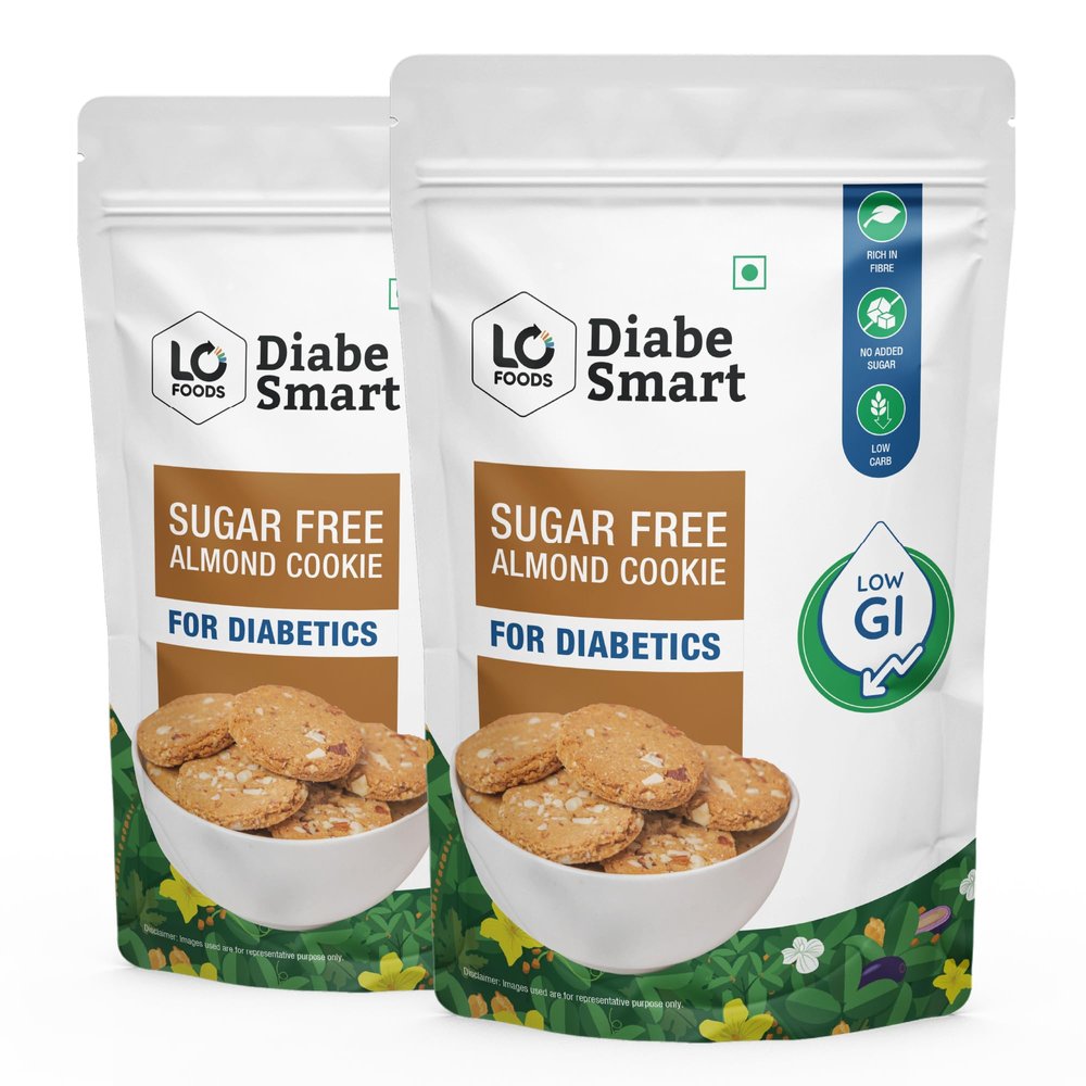 DiabeSmart Diabetic Almond Cookies(2X200G)|Sugar Free Biscuits for Diabetic|Low Gi No Maida Digestive Biscuits With Ayurvedic Ingredients|0Sugar Diabetic Cookie|Baked Healthy Diabetic Snack,400 Grams