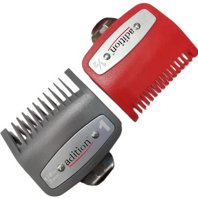 adition Professional Premium Cutting Guide with Metal Clip, Clipper Guards Clipper Comb Compatible with Wahl Clippers With Color Code 1.5mm and 3mm Set #3354-1000, 1100, 1300 Fits All Clippers/Trimmer #1/2", #1"