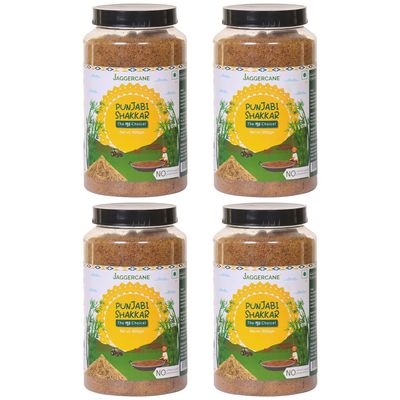 Jaggercane Pure and Natural Chemical Free Sweeteners Shakkar Powder Jaggery Powder |gluten free| Vegan| No preservatives|Add in tea and coffee|900 gm|(pack of 4) Each of 900gm
