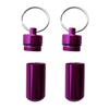 2pcs Aluminium Waterproof Key Ring Container Pill Storage Box Case Purple view 1