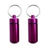 2pcs Aluminium Waterproof Key Ring Container Pill Storage Box Case Purple view 3