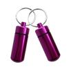 2pcs Aluminium Waterproof Key Ring Container Pill Storage Box Case Purple view 4