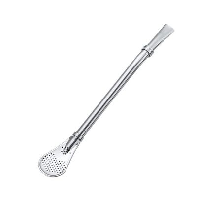 2 in 1 Multi-Function Stainless Steel Drinking Straws with Filter Spoon 3pcs