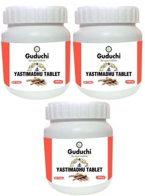 Guduchi Ayurveda Yashtimadhu Tablet Helpful in Gastric Wellness, 60 Tabs 3x60 Tab (Pack of 3) | 500mg