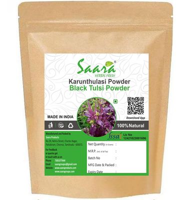 Saara HERBAL FRESH Karunthulasi Powder,70g, Black Tulsi Powder, Krishna Thulasi, Ocimum Sanctum, Shayama Leaves Tulasi Powder,(Pack of 1 X 70gm)
