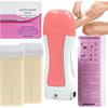 ARUHIU Roll on Wax, Waxing Roller Warmer Kit Hair Removal of Body Non-Woven Milky Chocolate Wax Strips & Blue Sensitive Skin at Home Cartridge Depilatory Soft Warmer for Men Women (2 X Refill Wax Cartidge) view 1