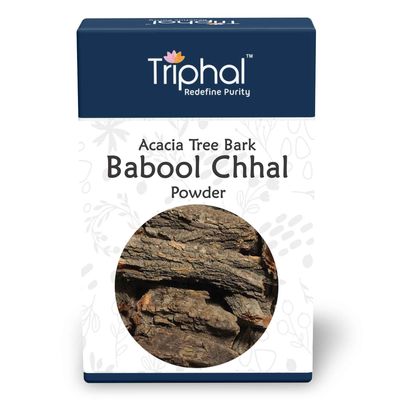 TRIPHAL Babool Bark Powder - 200g | Edible Grade Babul Chhaal Churna | Karuvelam Pattai/Kikar Chaal Churan | Natural and Pure | Preservative Free