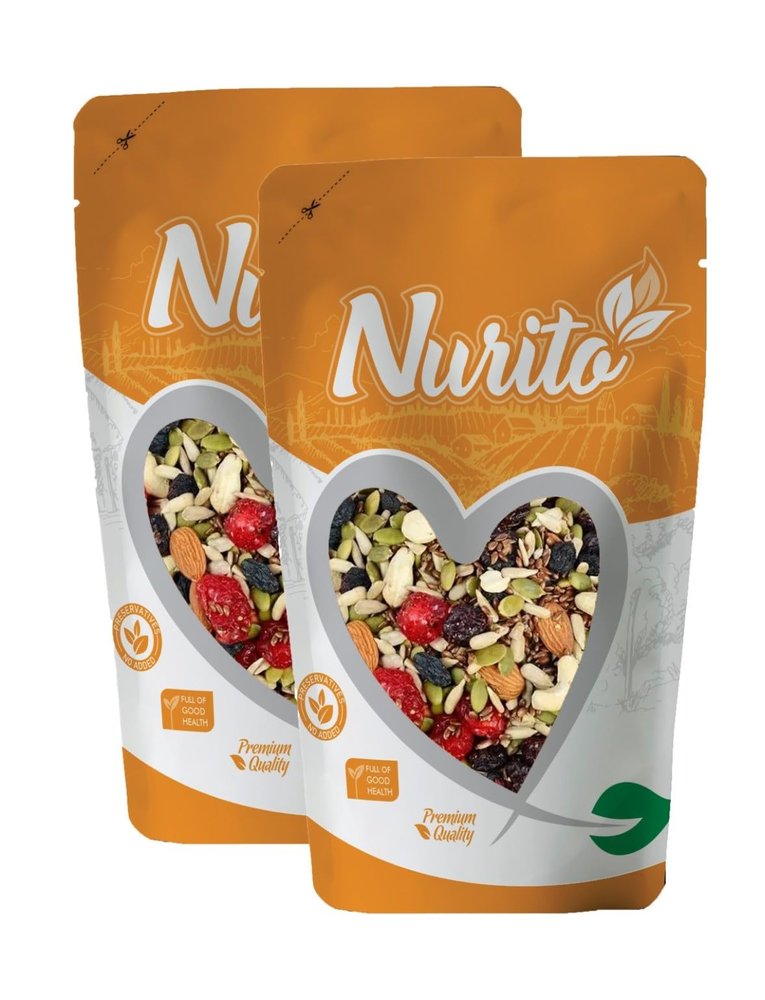 Nurito Dried Fruits Nuts And Seeds (Dried Trail Mix/Breakfast, 500g (2x250g))