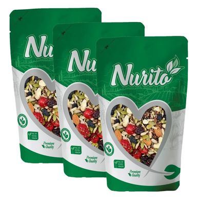 Nurito Dried Fruits Nuts And Seeds (Dried Trail Mix/Breakfast, 600g (3x200g))
