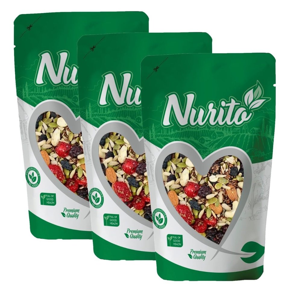 Nurito Dried Fruits Nuts And Seeds (Dried Trail Mix/Breakfast, 600g (3x200g))